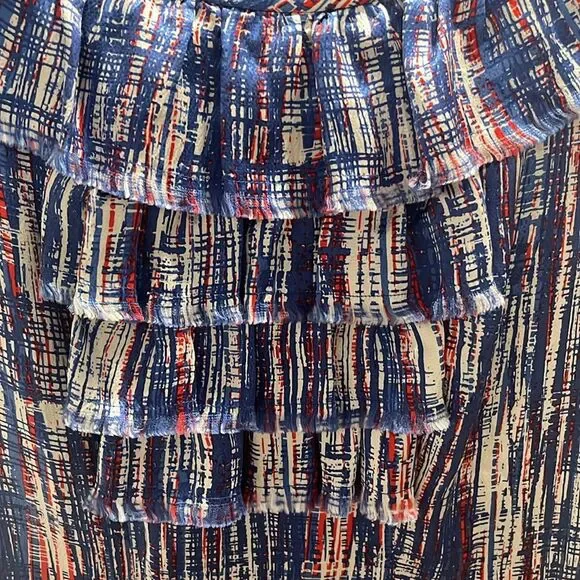 KATE SPADE Silk Shift Dress Ruffle Neckline Multicolor Sleeveless, Size 6 - Picture 3 of 11